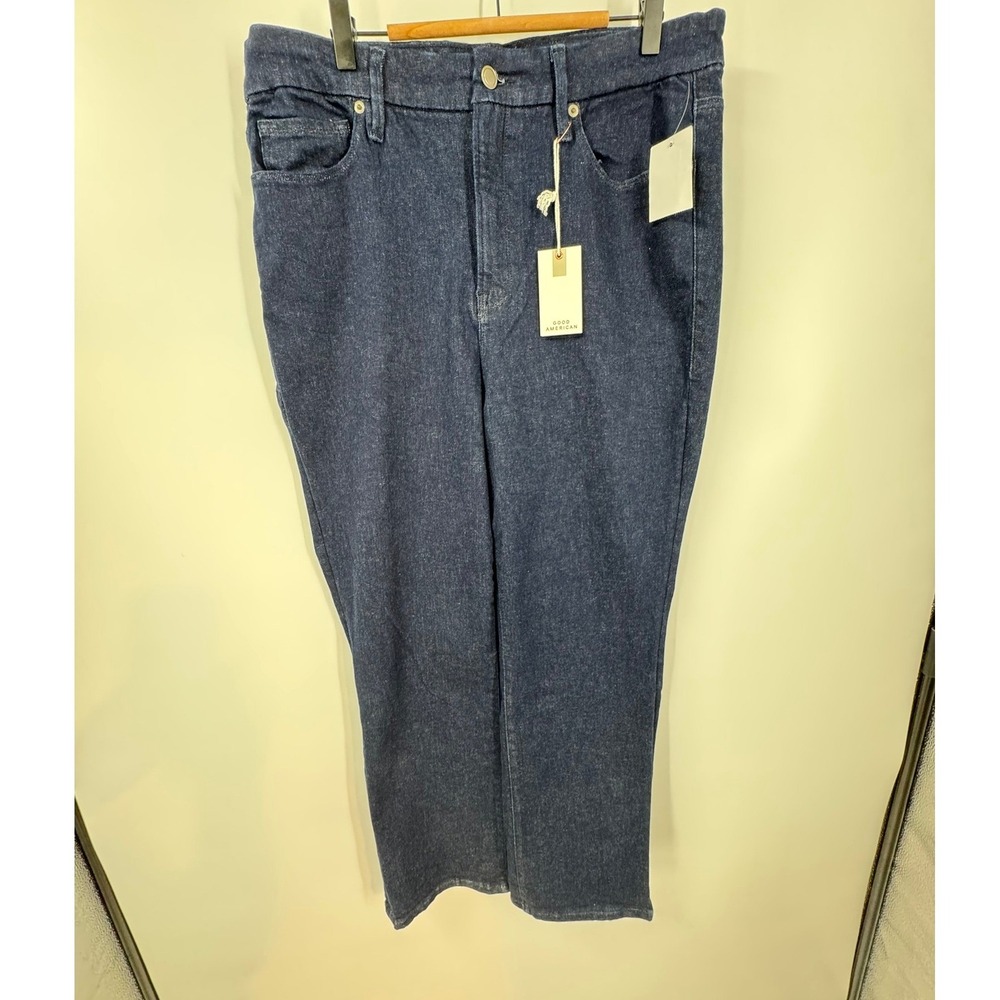 Good American Good Legs Straight‎ Mid Rise Indigo Comfort Denim Jeans 14-18 Plus
